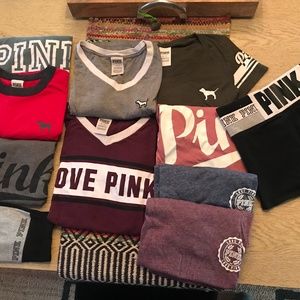 PINK t-shirts work out shorts and tube top bundle